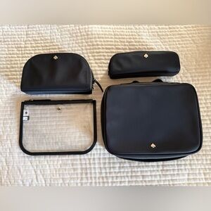 Kate Spade Black Travel Cosmetic/Toiletry Storage Bag Set